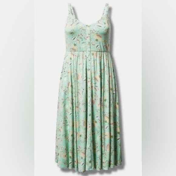 NWT Torrid Mint Floral Supersoft Button-Front Dress - Torrid Size 3 (22-24, 3X) - Picture 2 of 16